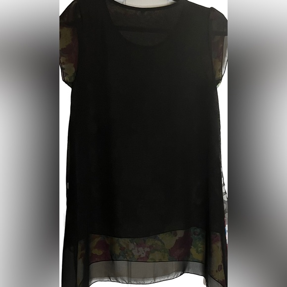 Colorful and black women’s blouse Size XL sleeveless color pattern underneath - Picture 4 of 9